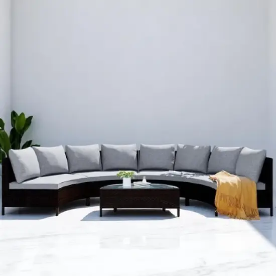 5-Piece Outdoor Rattan Sofa Set with Cushions, Pillows, and Tempered Glass Table &acirc;&acirc;&sbquo;?Multifunctional, UV & Water-Resistant Patio Furniture image {10}