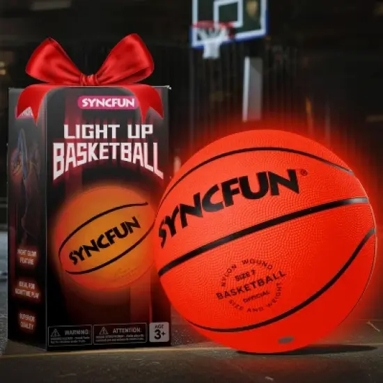 Joyfy Size 7 29.5" Basketball For Kids Teenagers Glow In The Dark LED Light Up for Halloween Glow Party Favors Cool Boy Stuff Toy Gifts Night Games image {7}