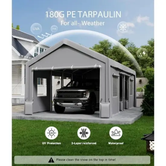 Carport Replacement Canopy Cover - Waterproof, UV Wind-Resistant,PE   (Cover ONLY, Frame NOT Included) image {2}
