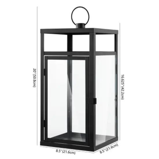 Fraleigh 20" Indoor/Outdoor Lantern - Black - PLT4074 - Safavieh image {3}