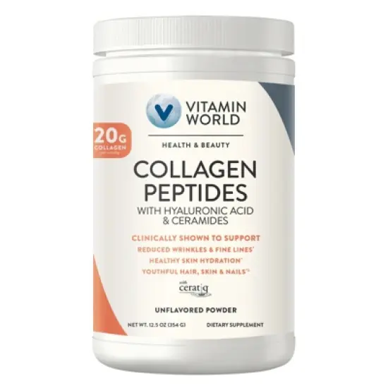 Vitamin World - Collagen Peptides with Hyaluronic Acid & Ceratiq&reg; Ceramides 353g image {2}