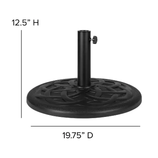Emma and Oliver Universal Black Cement Patio Umbrella Base - Weatherproof - 19.25" Diameter image {2}