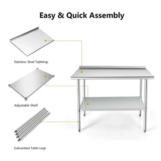 Costway Stainless Steel Table for Prep & Work w/ Backsplash image {8}