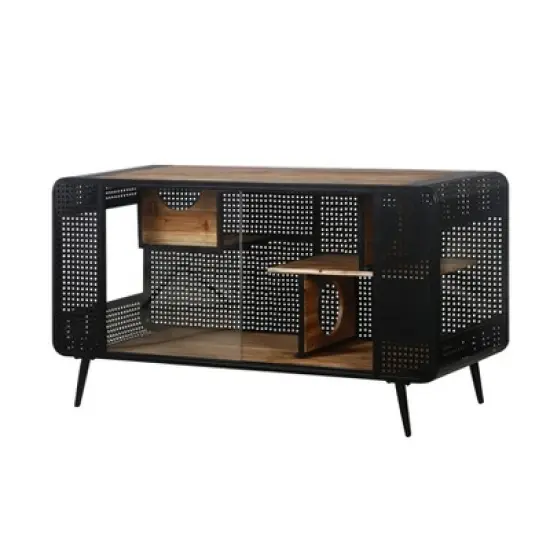 Cesicia White 55.12 "L x 22.83"W x 29.92"H Spacious Cat House with Tempered Glass, for Living Room, Hallway, Study and Other Spaces image {1}