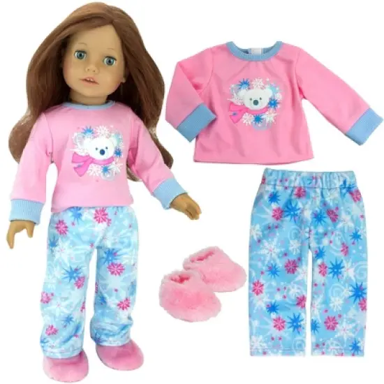 Sophia&rsquo;s Winter PJs and Slippers for 18" Dolls, Pink/Blue image {2}