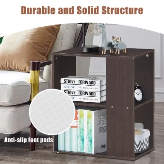 Costway 2-Tier Side End Table Nightstand Bedside Sofa Table w/ Storage Shelves image {6}