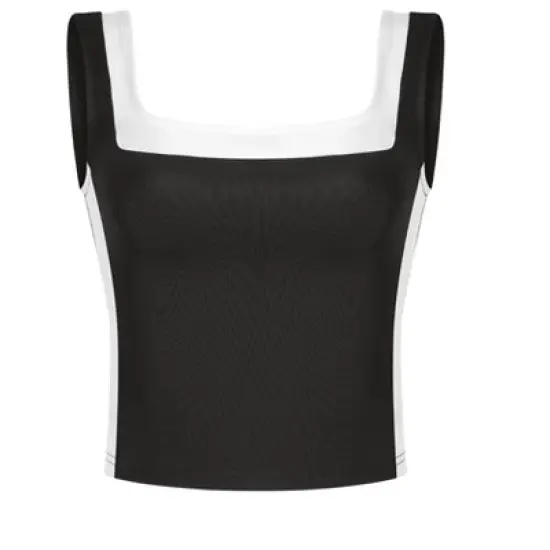 INSPIRE CHIC Women's Sleeveless Square Neck Crop Color Block Sports Summer Tank Top image {1}