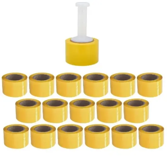 PSBM 18 Rolls 3" x 1000 Ft. x 80 Ga Yellow Hand Wrap Stretch Film with Plastic Handle image {2}