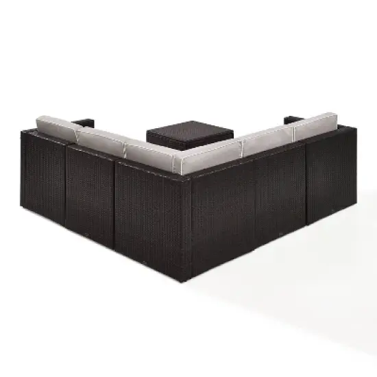 Palm Harbor 6pc Outdoor Wicker Sectional Set - Gray - Crosley image {8}