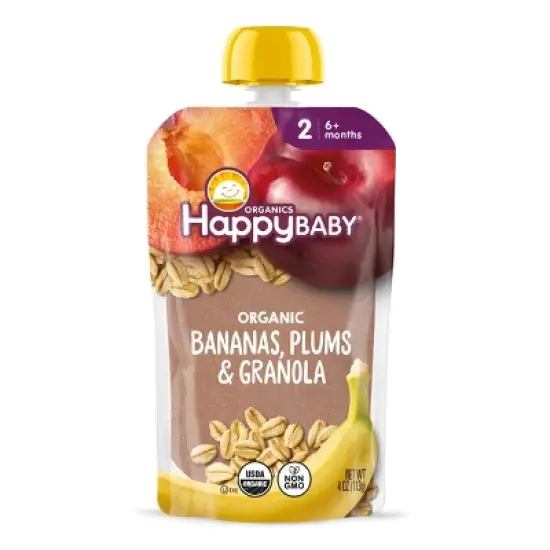 Happy Baby Organics Clearly Crafted Stage 2 Meals Bananas, Plums & Granola - 4oz image {9}