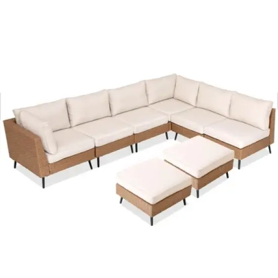 Lausaint Home 8-Piece Wicker Sectional Sofa image {10}