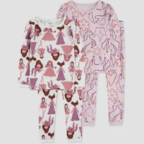 Carter's Just One You&reg; Toddler Girls' Princesses and Horses Long Sleeve Pajama Set - Pink image {3}