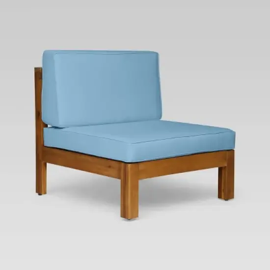 Brava 5pc Acacia Sectional Sofa Set - Teak/Blue - Christopher Knight Home image {3}