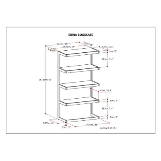 66" Cecilia Solid Acacia Wood Bookshelf Rustic Natural Aged Brown - WyndenHall image {5}