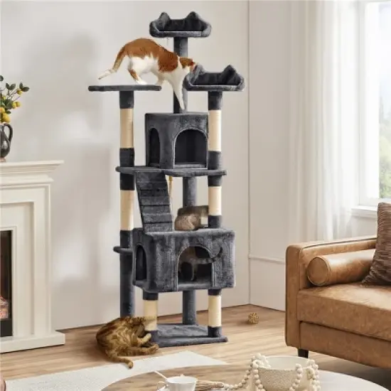 Yaheetech 72&Prime; Height Cat Tree Cat Condos for Small/Medium Cats Dark Gray image {1}