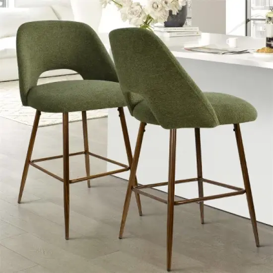 26 inches Edwin Upholstered Counter Height Stool (Set of 2) Walnut Leg-The Pop Maison image {13}
