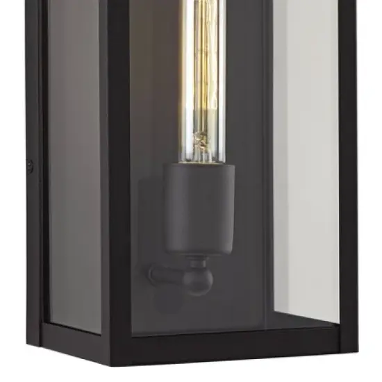 John Timberland Cornell Modern Outdoor Wall Light Fixtures Set of 2 Sand Black 16" Clear Glass Panels for Post Exterior Barn Deck House image {2}