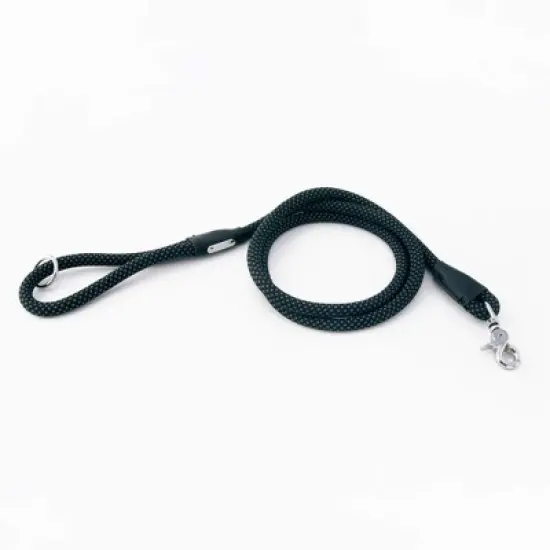 ZippyPaws Mod Essential Dog Leash, Durable Rope Leash with Leather Accents, 5 Ft Long, Black image {6}