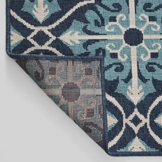 7'10" x 10' Morocco Trellis Outdoor Rug Navy/Blue - Christopher Knight Home image {4}