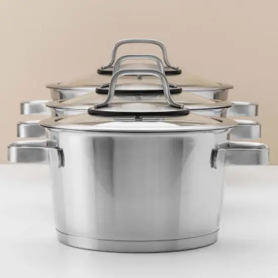 BergHOFF Essentials 18/10 Stainless Steel Stockpot, Glass Lid, Manhattan image {2}