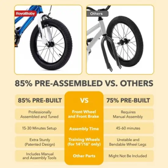 RoyalBaby Rocket Outdoor Children's Bicycle Sporty BMX-Style Kid Bike with Training Wheels, Reflectors, and Adjustable Seat image {4}