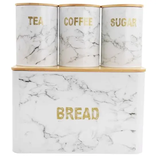 MegaChef 4 Piece Iron Canister Set in Marble image {3}