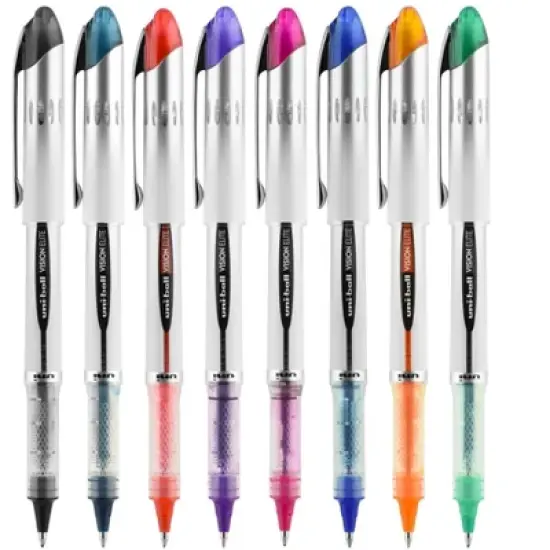 uniball Vision Elite Roller Ball Stick Pen, 0.8 mm Bold Tip, Assorted Colors, Set of 8 image {1}