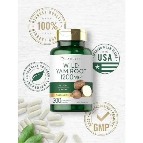 Carlyle Wild Yam Root 1200mg | 200 Capsules image {4}