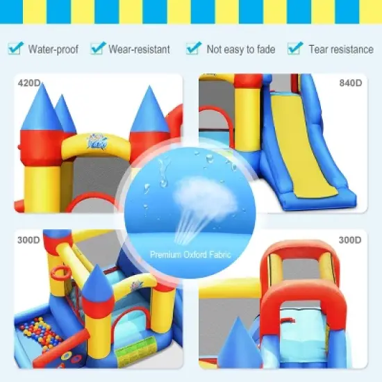 Costway Inflatable Bounce House Slide Bouncer Kids Castle Jumper w/ Balls & 780W Blower image {9}