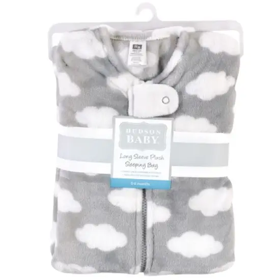 Hudson Baby Infant Plush Sleeping Bag, Sack, Blanket, Gray Clouds image {1}