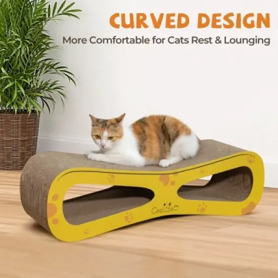 Sandinrayli Wave Cat Scratcher Lounge Toy with Catnip, Yellow image {6}