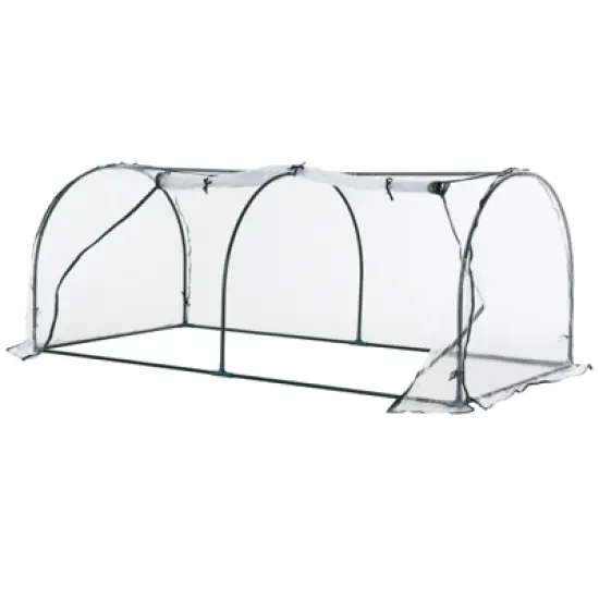 Outsunny Portable Tunneled Greenhouse with Zippered Doors, Water/UV Fighting PVC Cover image {3}