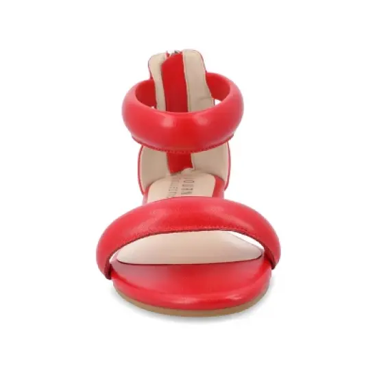 Journee Collection Womens Peytonn Back Heel Zip Ankle Strap Sandals Red 7.5 image {5}