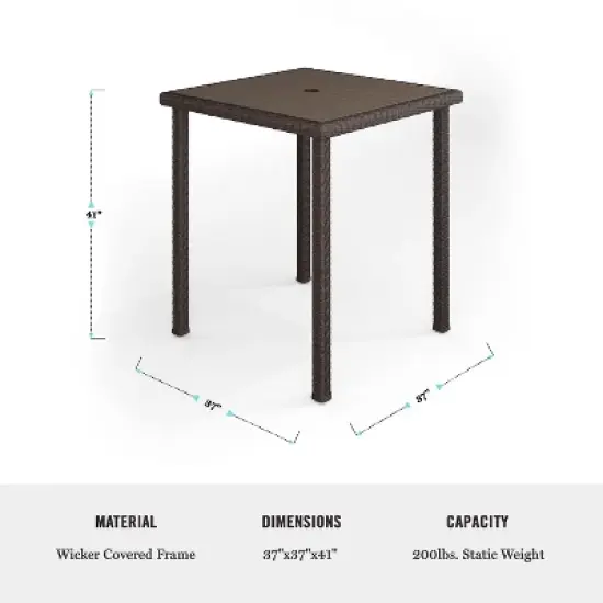 Martha Stewart Bedford Indoor-Outdoor Patio Bar Height Table with Engineered Wood Top in Rattan Wicker image {6}