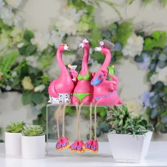 Northlight Three Amigos Beach Flamingos Outdoor Garden Statue - 9" image {1}