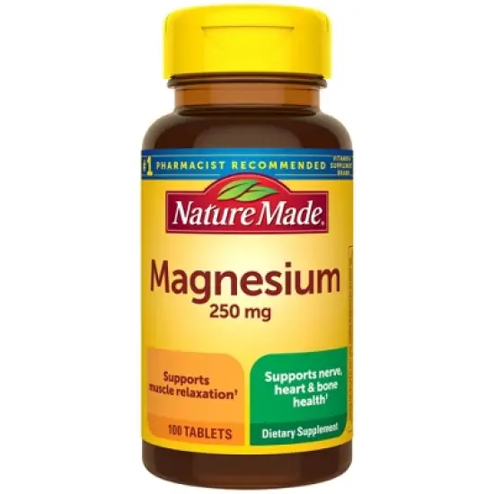 Nature Made Magnesium 250mg Muscle Bone Nerve and Heart Health Tablets - 100ct image {9}
