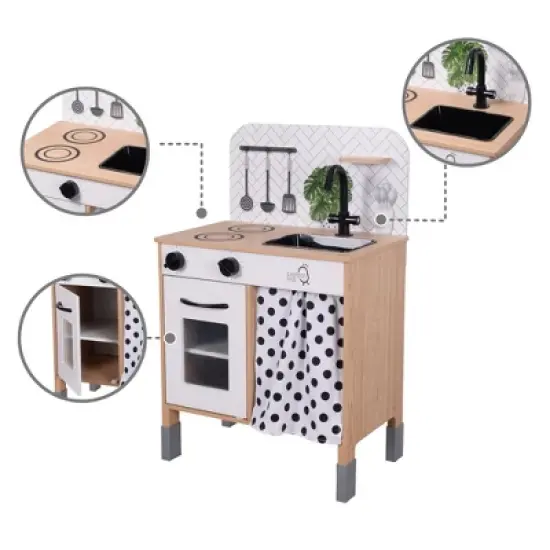 Teamson Kids Little Chef Philly Modern Wooden Kitchen Playset, White/Natural image {4}