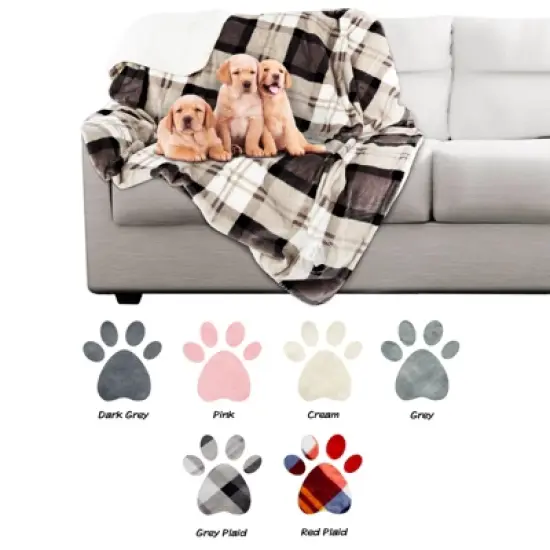 Pet Blanket - Reversible Waterproof Plaid Throw Protects Couch, Car, and Bed from Spills, Stains, or Fur - Dog and Cat Blankets by Petmaker (Gray) image {5}