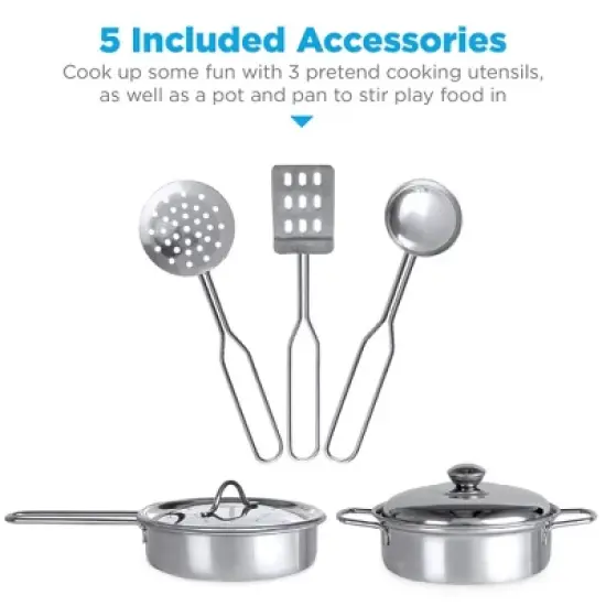 Best Choice Products Farmhouse Play Kitchen Toy for Kids w/ Chalkboard, Storage Shelves, 5 Accessories image {3}