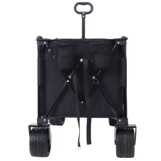 Foldable Garden Cart with Heavy-Duty Wheels & 480lbs Load Capacity, Portable Utility Wagon for Camping, Sports, Groceries, black image {7}