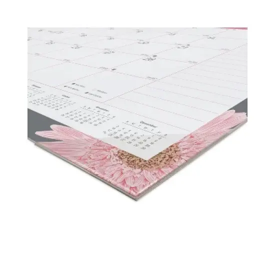 Monthly Desk Pad Calendar, Pink Daisy Artwork, 22 x 17, Pink/White Sheets, Black Binding, 12-Month (Jan to Dec): 2026 image {2}