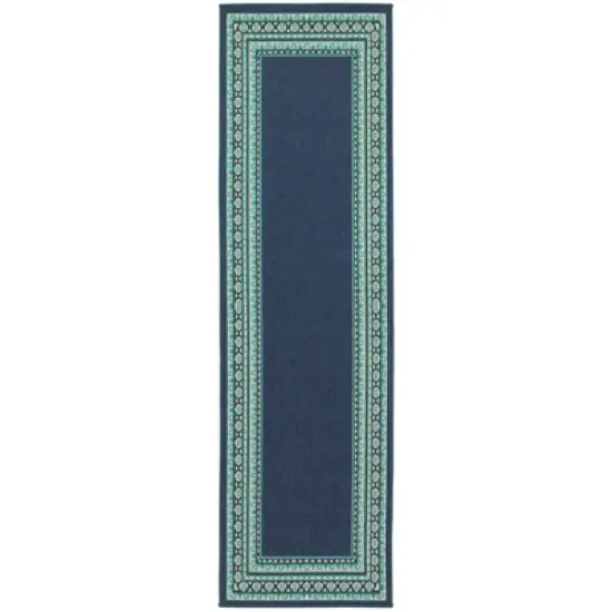 Marlowe Border Patio Rug Navy/Green image {5}