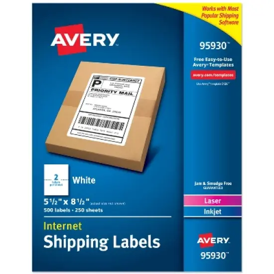 Avery Shipping Labels, 5.5" x 8.5", White, 500 Labels (95930) image {7}