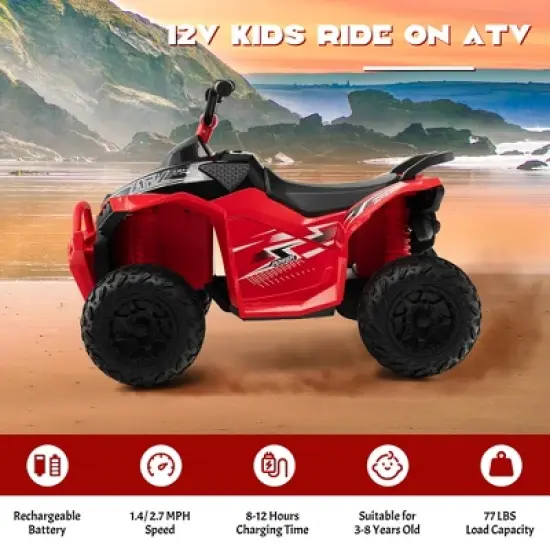Costway 12V Battery Powered Kids Ride On ATV Electric 4-Wheeler Quad Car with  MP3 & Light image {4}