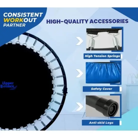 Upper Bounce Mini Trampoline for Adults & Kids - Fitness Rebounder Trampoline with Durable Jumping Mat, Portable & Foldable Workout Trampoline image {2}