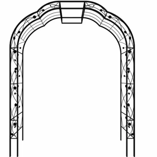 Lirago Black Metal Garden Arch-Galvanized Iron Trellis Rose Arch Outdoor Garden Decor with Gate Design 15.3"Dx98.42"Hx74.4"W image {5}