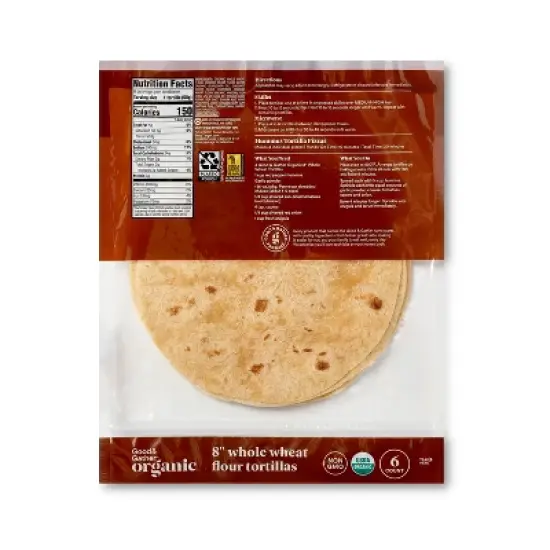 8" Organic Whole Wheat Flour Tortillas - 6ct - Good & Gather&trade; image {1}