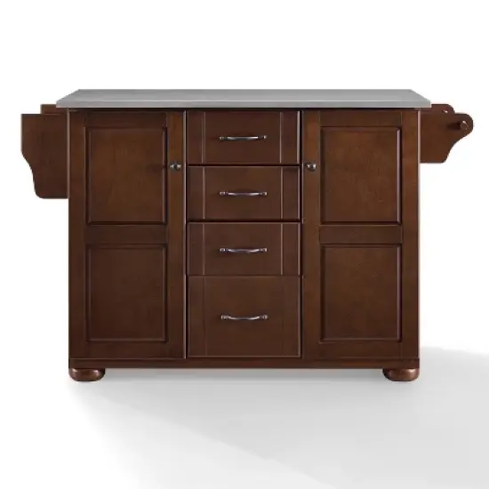 Eleanor Stainless Steel Top Kitchen Island Mahogany/Stainless Steel - Crosley image {7}