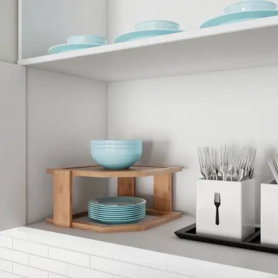 Hastings Home 2-Tier Bamboo Corner Shelf image {6}
