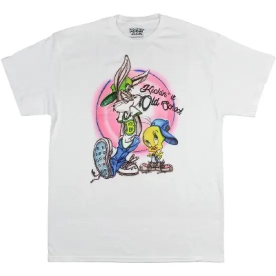 Looney Tunes Men's Tweety n' Bugs Kickin' It Old School Airbrush T-Shirt image {1}